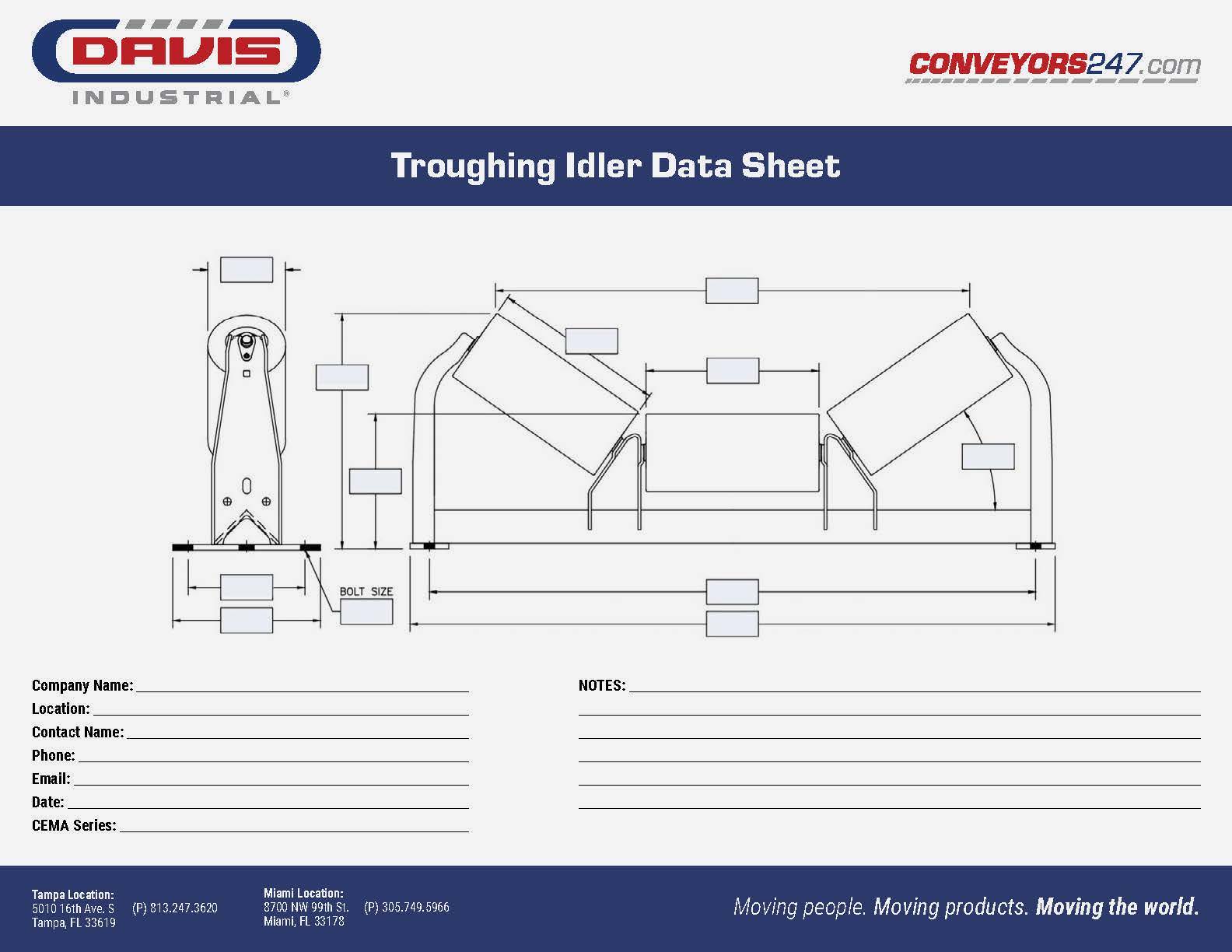 Davis_Troughing Idler Data Sheet